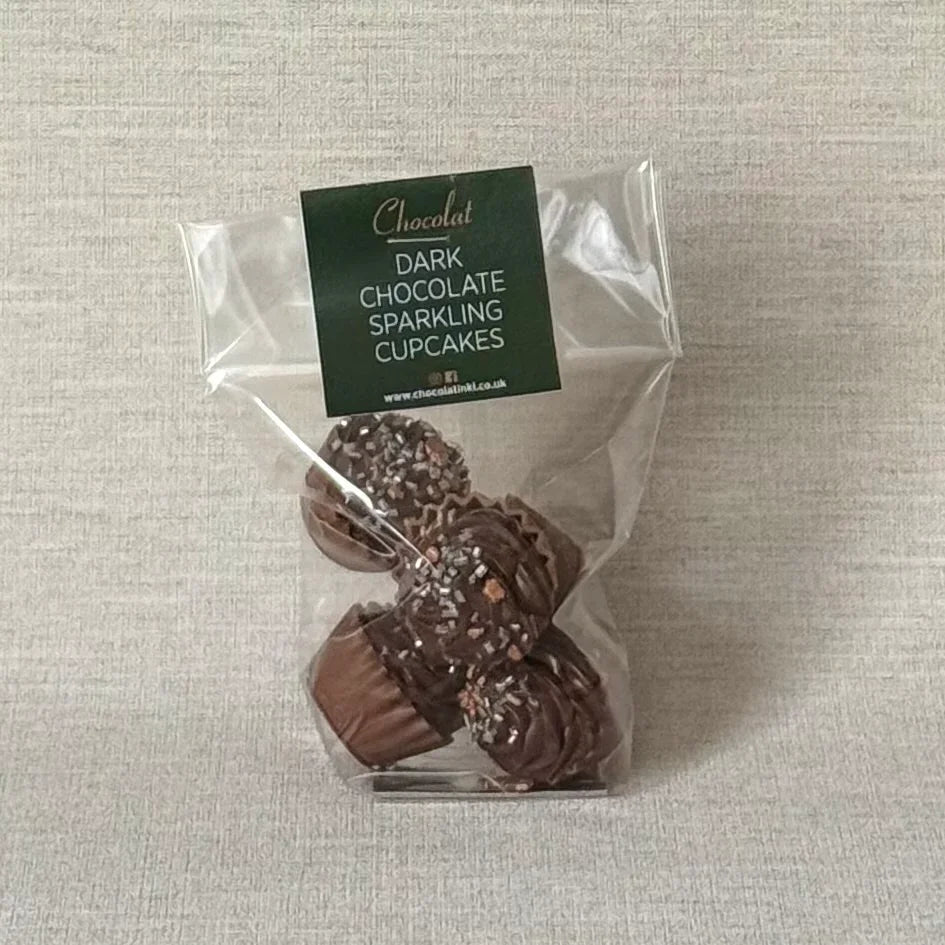 Dark Chocolate Sparkling Cupcakes | Gift Bag of 5