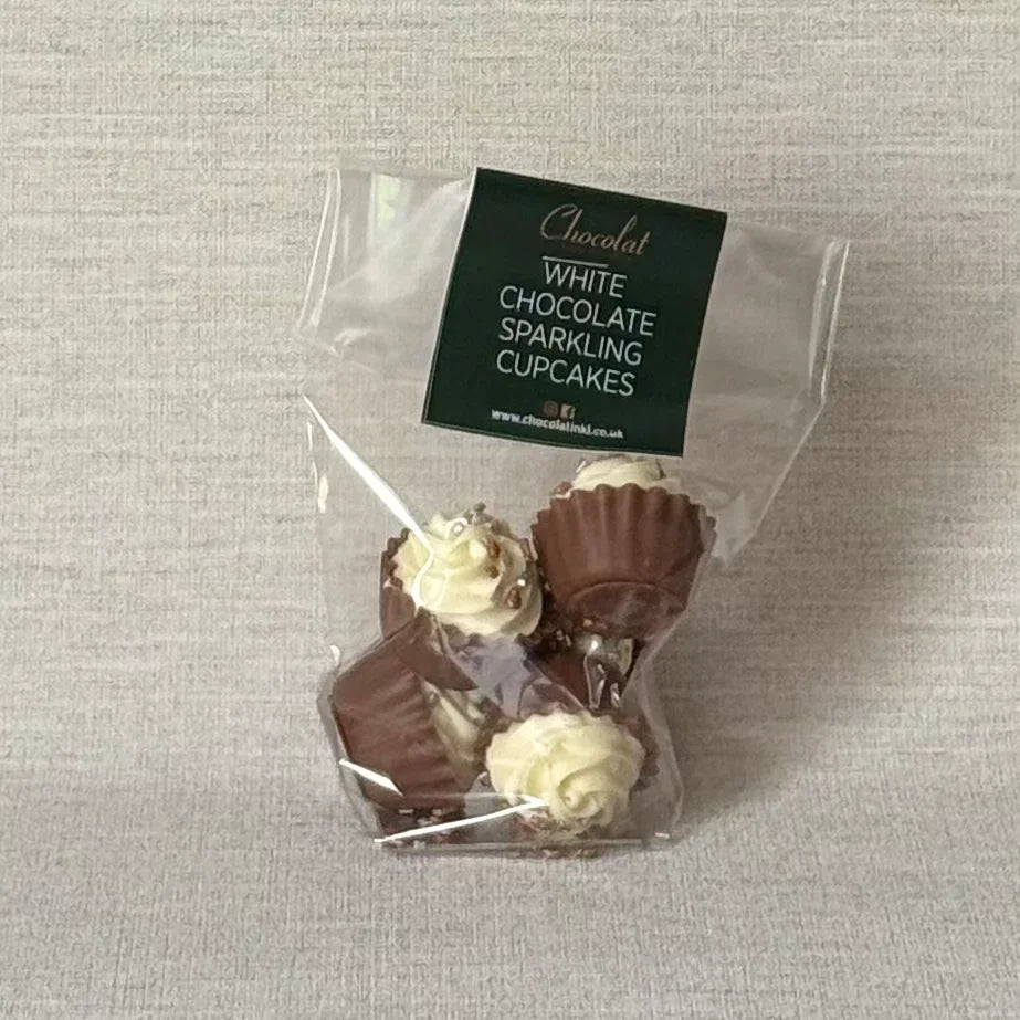 White Chocolate Sparkling Cupcakes | Gift Bag of 5