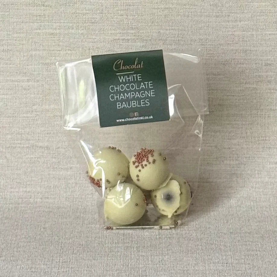 White Chocolate Champagne Baubles | Gift Bag of 5