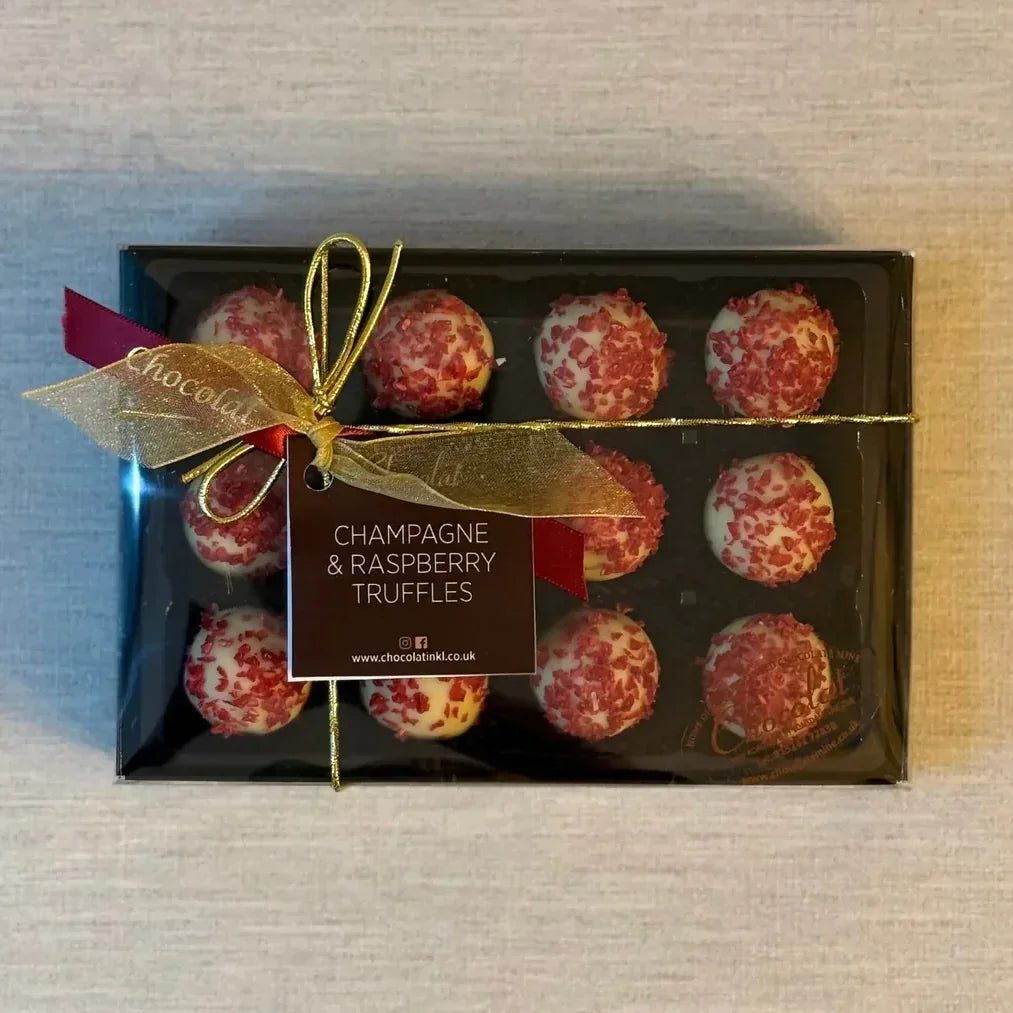 Champagne and Raspberry Truffles | Gift Box of 12