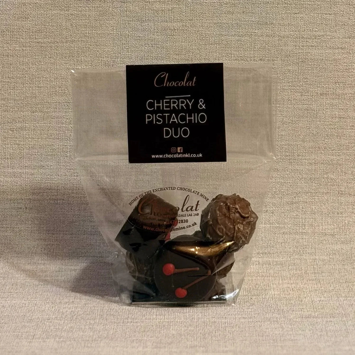 Cherry and Pistachio Duo | Gift Bag of 5 | Chocolat in Kirkby Lonsdale