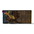 Chocolat in Kirkby Lonsdale gift box of 18 chocolate brownie squares topped with crunchy crumb and gold ribbon