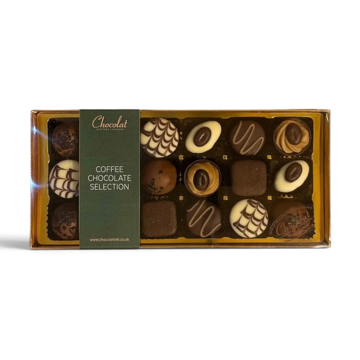 Chocolat in Kirkby Lonsdale coffee chocolate selection gift box featuring 18 assorted gourmet coffee-flavoured truffles