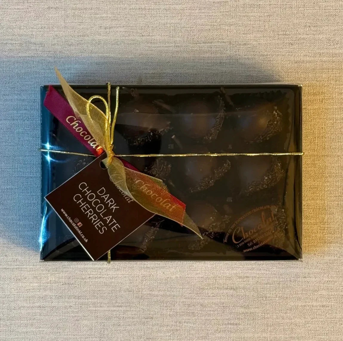 Dark Chocolate Cherries in Kirsch Liqueur | Gift Box of 12