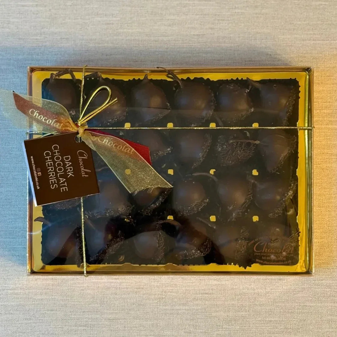 Dark Chocolate Cherries in Kirsch Liqueur | Gift Box of 24