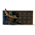Chocolat in Kirkby Lonsdale gift box of 18 dark chocolate covered crystallised ginger pieces with a gold ribbon.