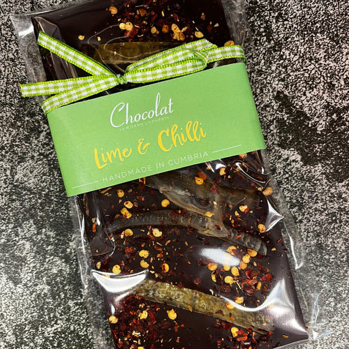 Lime and Chilli Dark Chocolate Bar | Chocolat in Kirkby Lonsdale