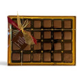 Chocolat in Kirkby Lonsdale gift box of 24 milk chocolate covered rose Turkish delight pieces with a gold ribbon.
