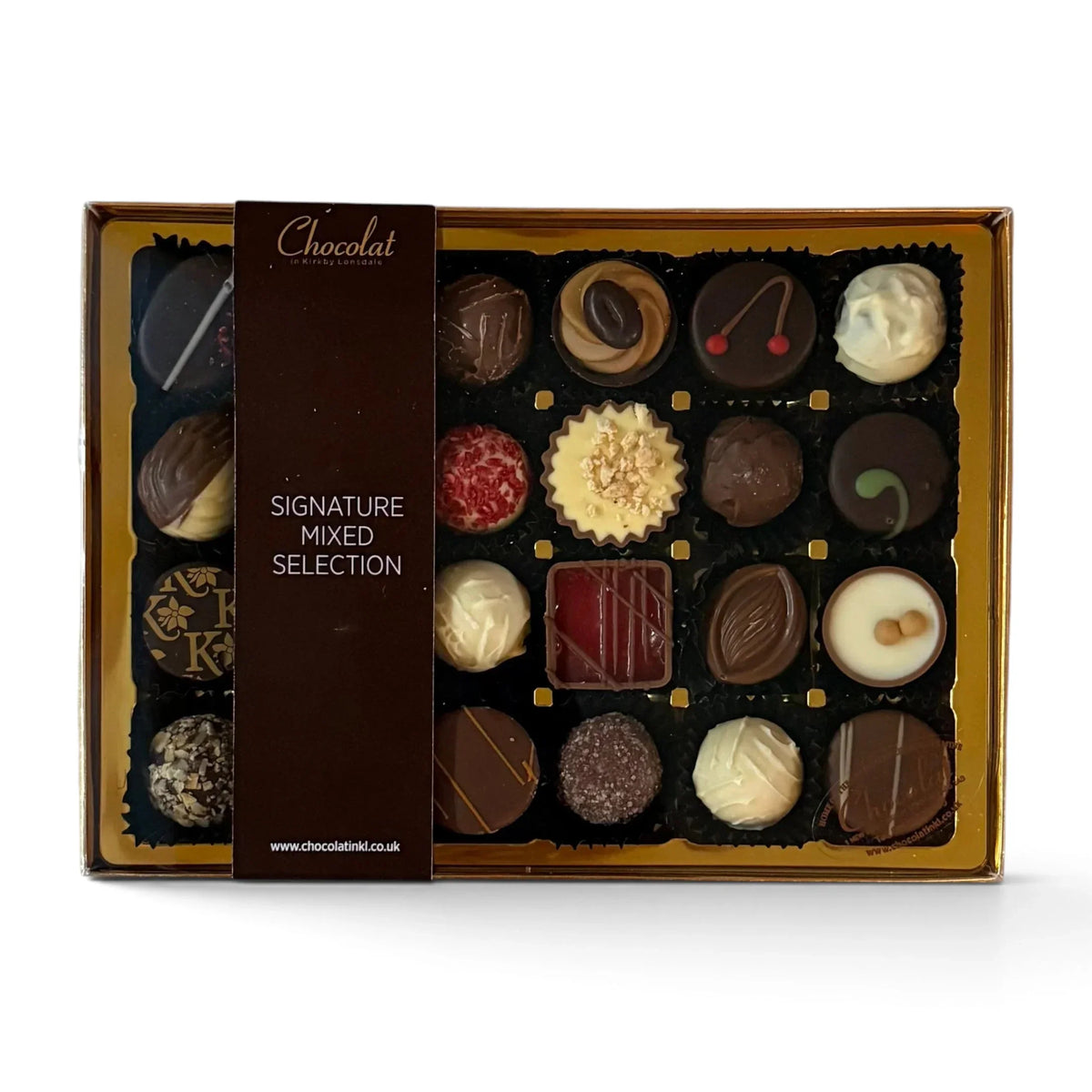 Chocolat in Kirkby Lonsdale Signature Mixed Selection gift box featuring 24 assorted artisan chocolates