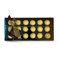 Chocolat in Kirkby Lonsdale gift box of 18 white chocolate vanilla truffles with a gold ribbon and branded tag.