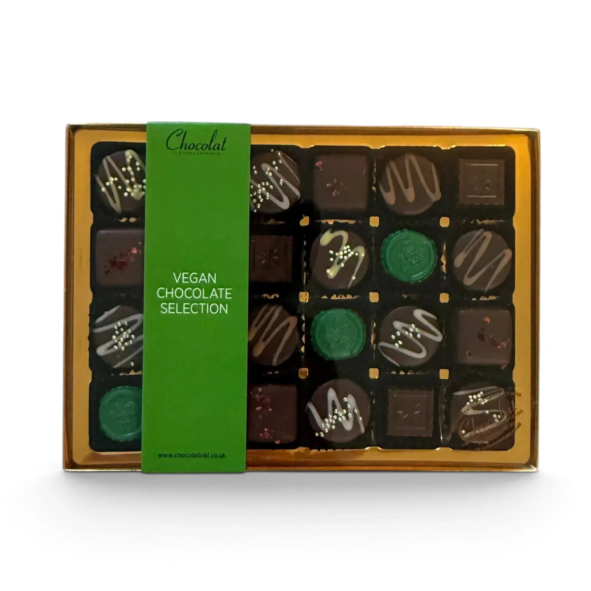 Chocolat in Kirkby Lonsdale vegan chocolate selection gift box with 24 assorted handcrafted plant-based chocolates.