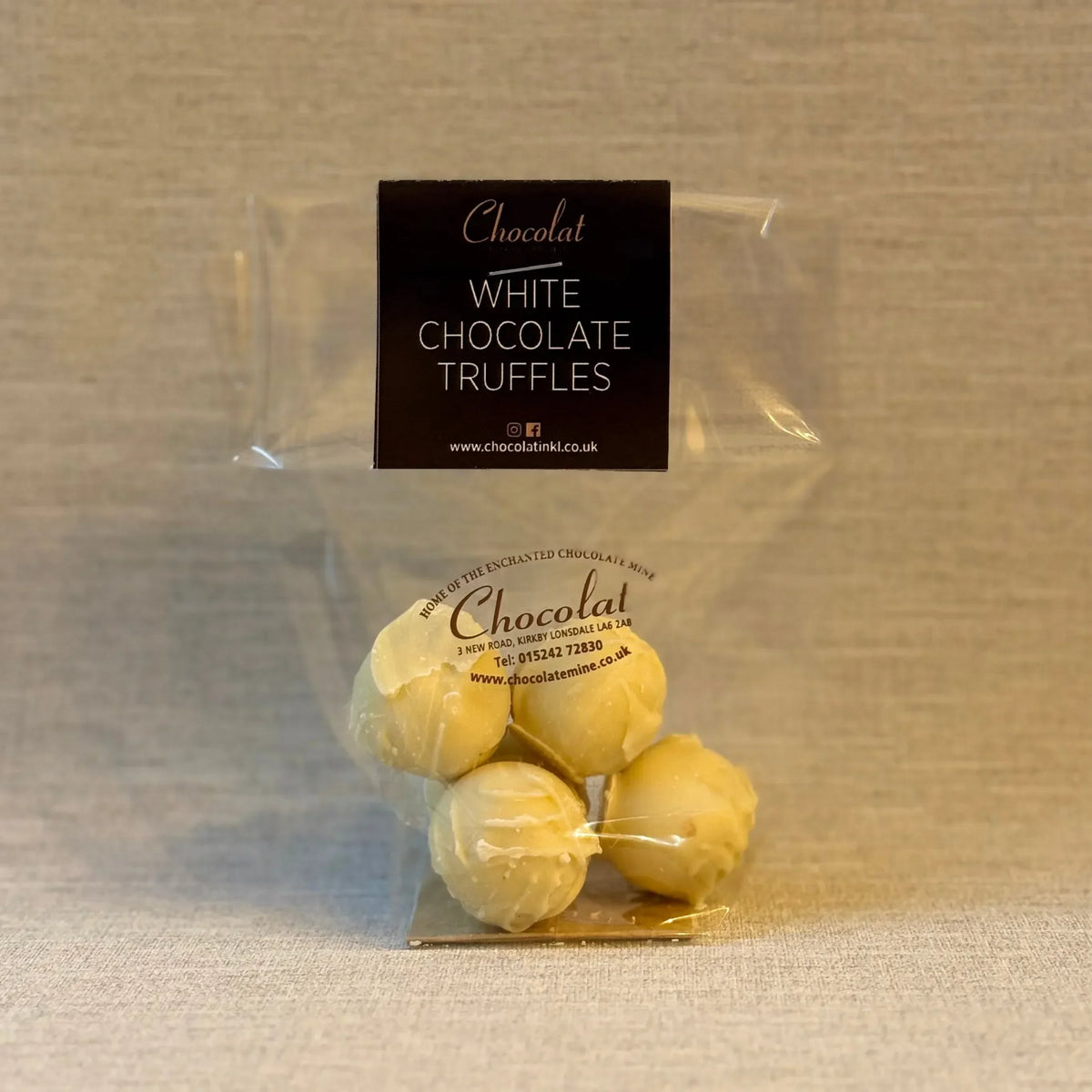 White Chocolate Truffles | Gift Bag of 5 | Chocolat in Kirkby Lonsdale