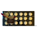 Chocolat in Kirkby Lonsdale gift box of 18 white chocolate truffles with a decorative gold ribbon and gift tag.
