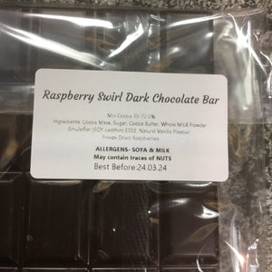 Raspberry Swirl Dark Chocolate Bar | Chocolat in Kirkby Lonsdale